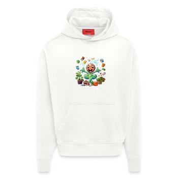 Cheerful plant superhero - Hoodie- made by SPREAD  - OFF WHITE - Front