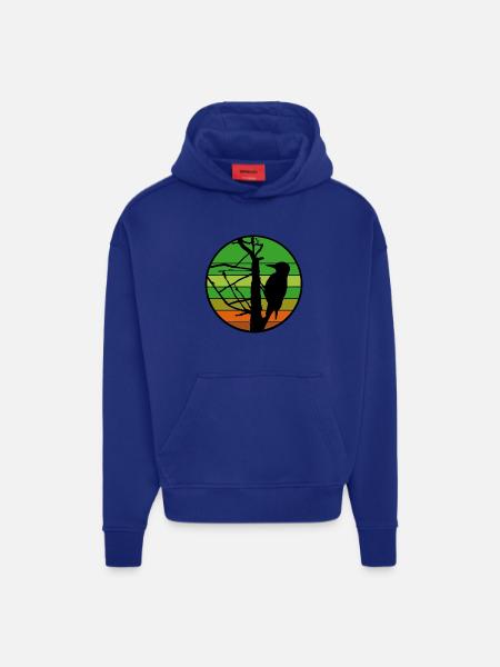 Woodpecker silhouette at sunset - Hoodie- made by SPREAD - OFF WHITE