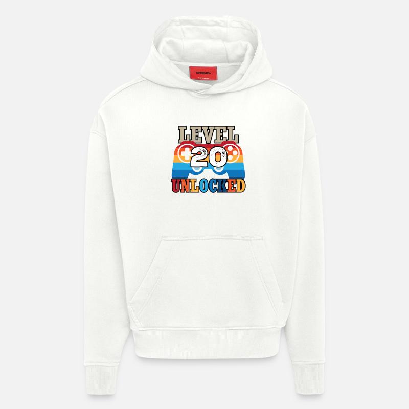 Niveau 20 débloqué - Sweat à capuche bio épais oversize fabriqué en UE - OFF WHITE