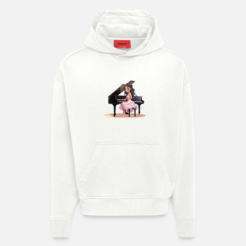 Piano Diva im Pinken Kleid - Hoodie- made by SPREAD  - OFF WHITE