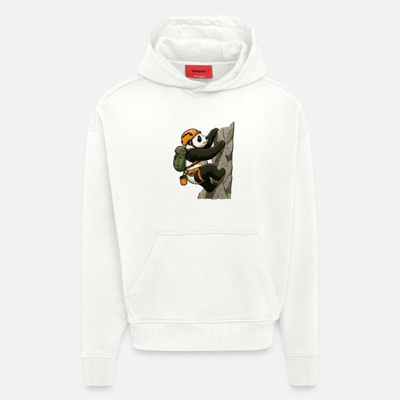 Panda bear bouldering with climbing equipment - Hoodie- made by SPREAD  - OFF WHITE