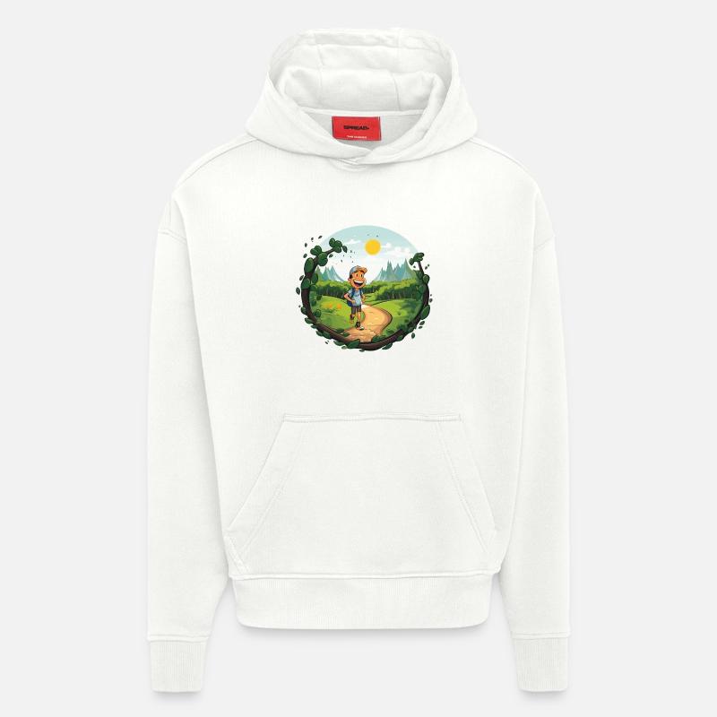Wanderer am Waldpfad - Hoodie- made by SPREAD  - OFF WHITE