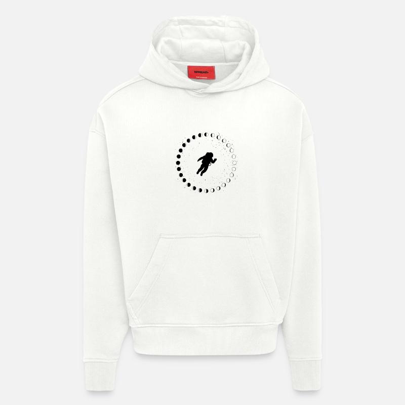 Astronaut mit Mondphasen und Sternen - Hoodie- made by SPREAD  - OFF WHITE