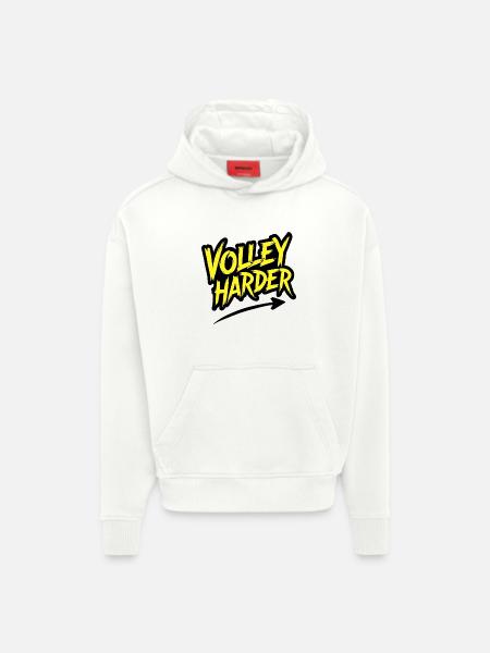 Volley Plus Padel Tennis Puissance Dire - Sweat à capuche bio épais oversize fabriqué en UE - OFF WHITE
