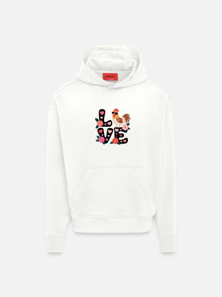 Love Hahn Blumenherz - Hoodie- made by SPREAD - OFF WHITE