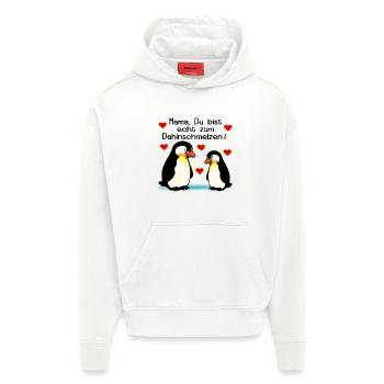 Moederkindpinguïns Moederdag - Heavyweight oversized organic hoodie made in EU - OFF WHITE - Voor