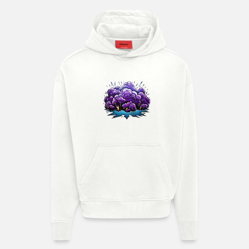 Bang du Nuage Pourpre - Sweat à capuche bio épais oversize fabriqué en UE - OFF WHITE