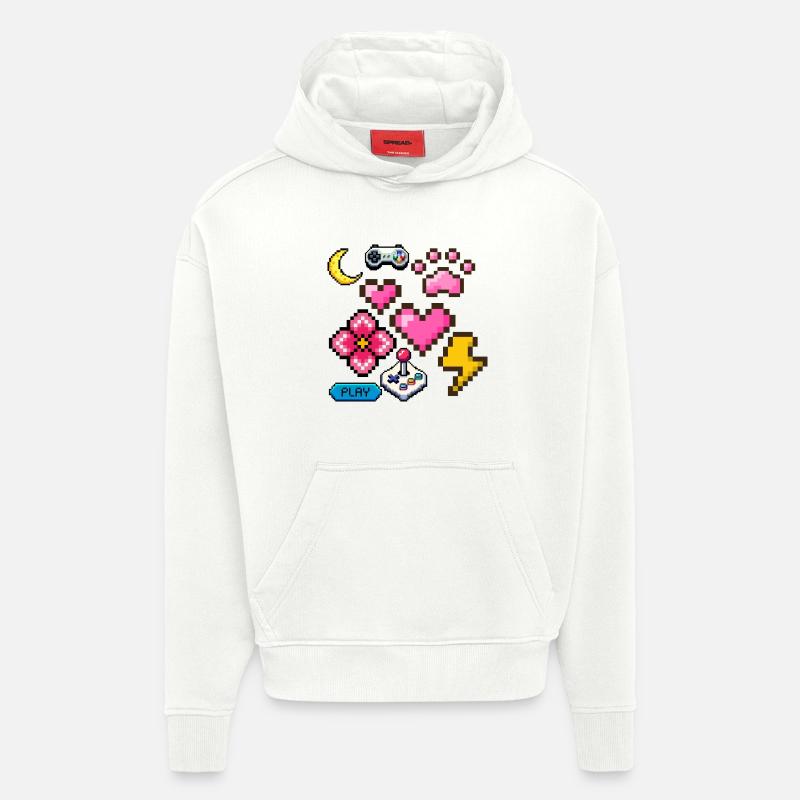 Pixel Game - Sweat à capuche bio épais oversize fabriqué en UE - OFF WHITE
