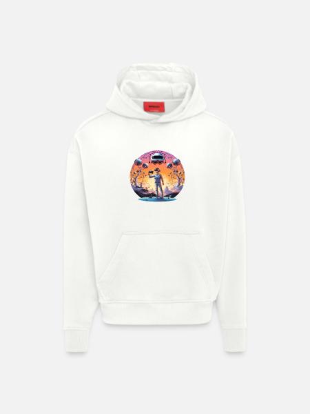 VR-Pionier im Abendrot-Land - Hoodie- made by SPREAD  - OFF WHITE