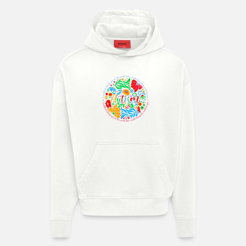 Journée de sensibilisation à l’autisme - Sweat à capuche bio épais oversize fabriqué en UE - OFF WHITE