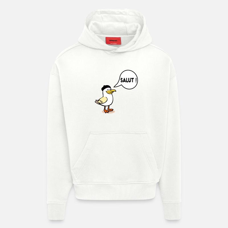 Béret Mouette Salut - Sweat à capuche bio épais oversize fabriqué en UE - OFF WHITE