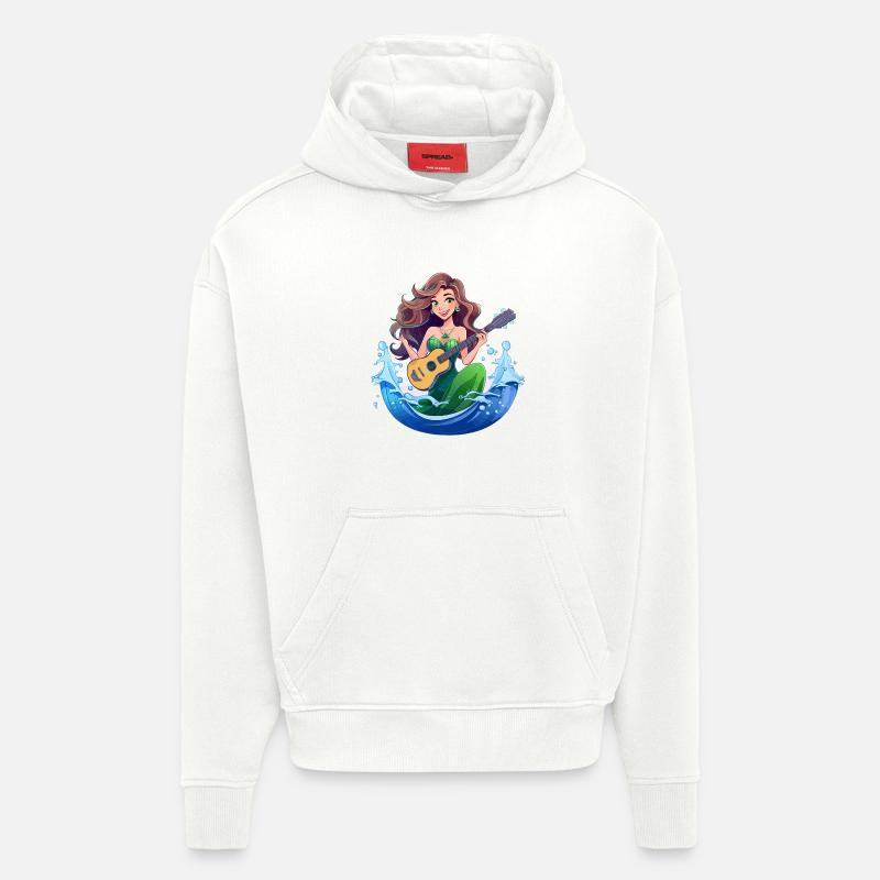 Sirène à la guitare - Sweat à capuche bio épais oversize fabriqué en UE - OFF WHITE