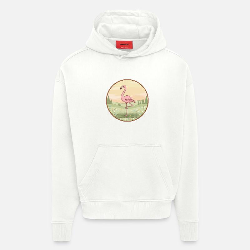 Yoga Flamingo Bird Doing Tree Pose - Hoodie- made by SPREAD  - OFF WHITE
