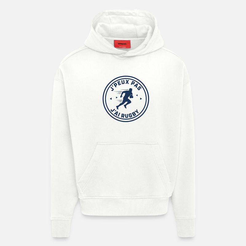 J'peux pas j'ai rugby - Sweat à capuche bio épais oversize fabriqué en UE - OFF WHITE