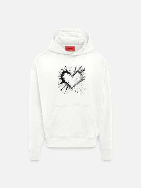 Ink Heart Splatter - Hoodie- made by SPREAD  - OFF WHITE