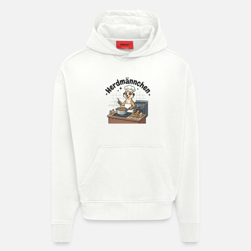 Herdmännchen Koch Suricate au poêle - Sweat à capuche bio épais oversize fabriqué en UE - OFF WHITE