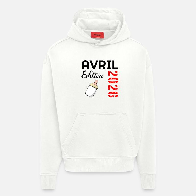 Bébé Avril 2026 - Sweat à capuche bio épais oversize fabriqué en UE - OFF WHITE