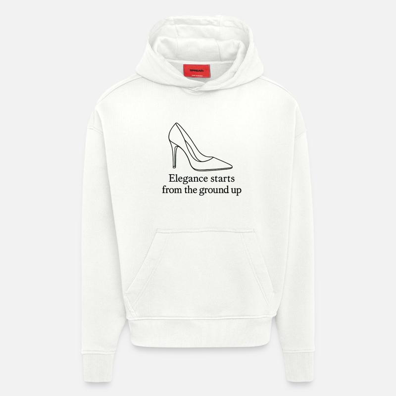 Högklackad linjekonst – Elegans-modecitat - Heavyweight Oversized Organic Hoodie Made in EU - OFF WHITE