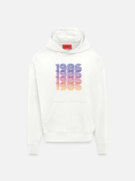 Millésime 1986 - Sweat à capuche bio épais oversize fabriqué en UE - OFF WHITE