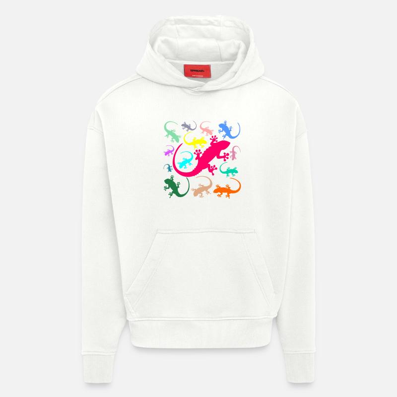 Diversité des lézards - Sweat à capuche bio épais oversize fabriqué en UE - OFF WHITE