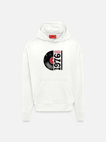 Millésime 1976 - Sweat à capuche bio épais oversize fabriqué en UE - OFF WHITE