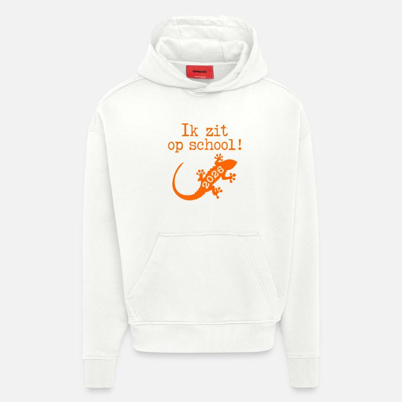 Je suis à l’école - Sweat à capuche bio épais oversize fabriqué en UE - OFF WHITE