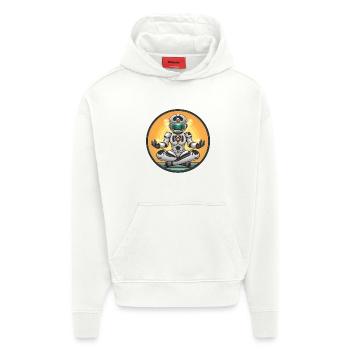 Robot Meditation im Neon-Kreis - Hoodie- made by SPREAD  - OFF WHITE - Vorne