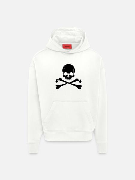 Skull Crossbones Pirate Rocker Look - Hoodie- made by SPREAD  - OFF WHITE