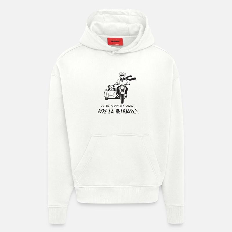 La Vie Commence Enfin - Sweat à capuche bio épais oversize fabriqué en UE - OFF WHITE