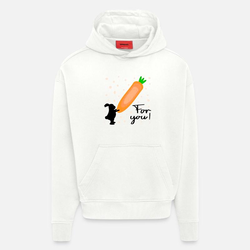 Carotte Lapin de Pâques - Sweat à capuche bio épais oversize fabriqué en UE - OFF WHITE