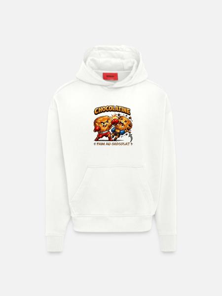 Chocolatine boxe - Sweat à capuche bio épais oversize fabriqué en UE - OFF WHITE