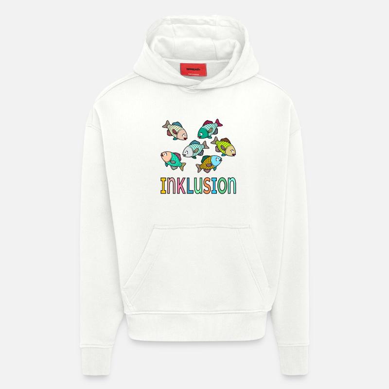 Attitude d’inclusion : Poissons - Sweat à capuche bio épais oversize fabriqué en UE - OFF WHITE