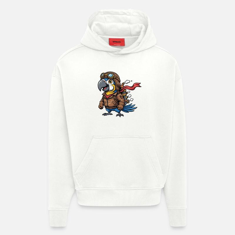Parrot Aviator Steampunk Flight Adventure - Hoodie- made by SPREAD  - OFF WHITE