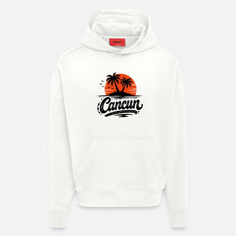 Cancun Retro Palm Trees Holiday Souvenir - Hoodie- made by SPREAD - OFF WHITE