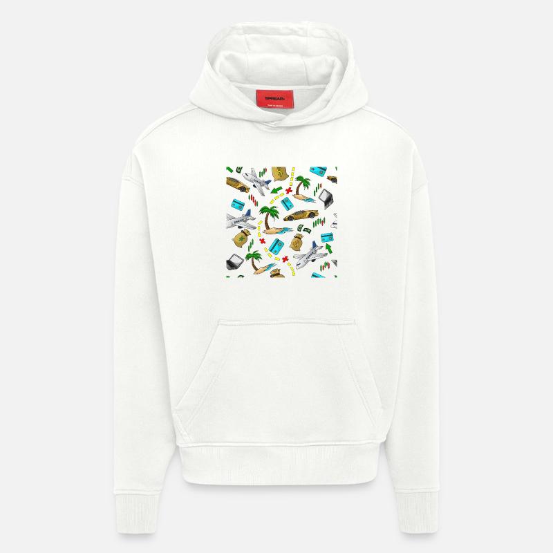 Schéma d’argent de voyage - Sweat à capuche bio épais oversize fabriqué en UE - OFF WHITE