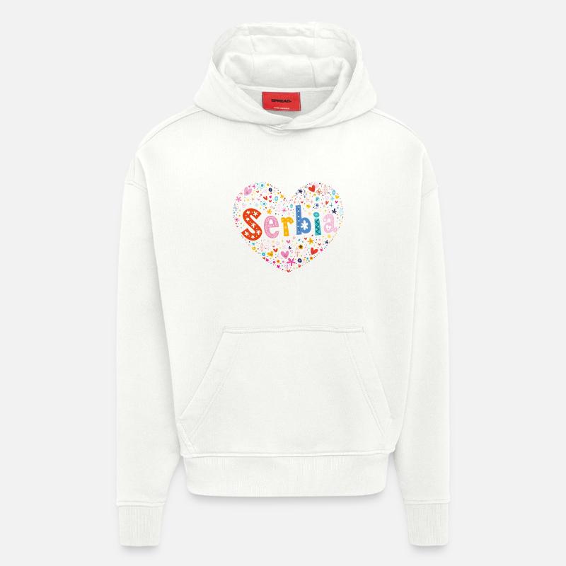 Cœur de Serbie - Sweat à capuche bio épais oversize fabriqué en UE - OFF WHITE