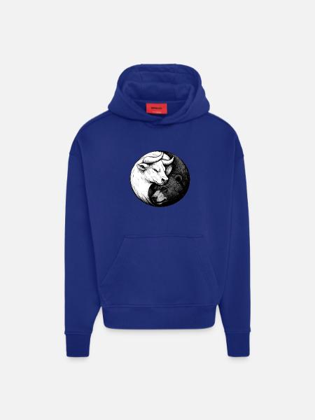 Yin Yang Børs: Bull & Bear Design for aktionærer - Heavyweight oversized organic hoodie made in EU - OFF WHITE