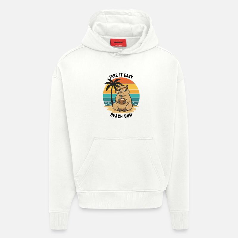 Capybara Beach Bum Take It Easy - Hoodie- made by SPREAD  - OFF WHITE