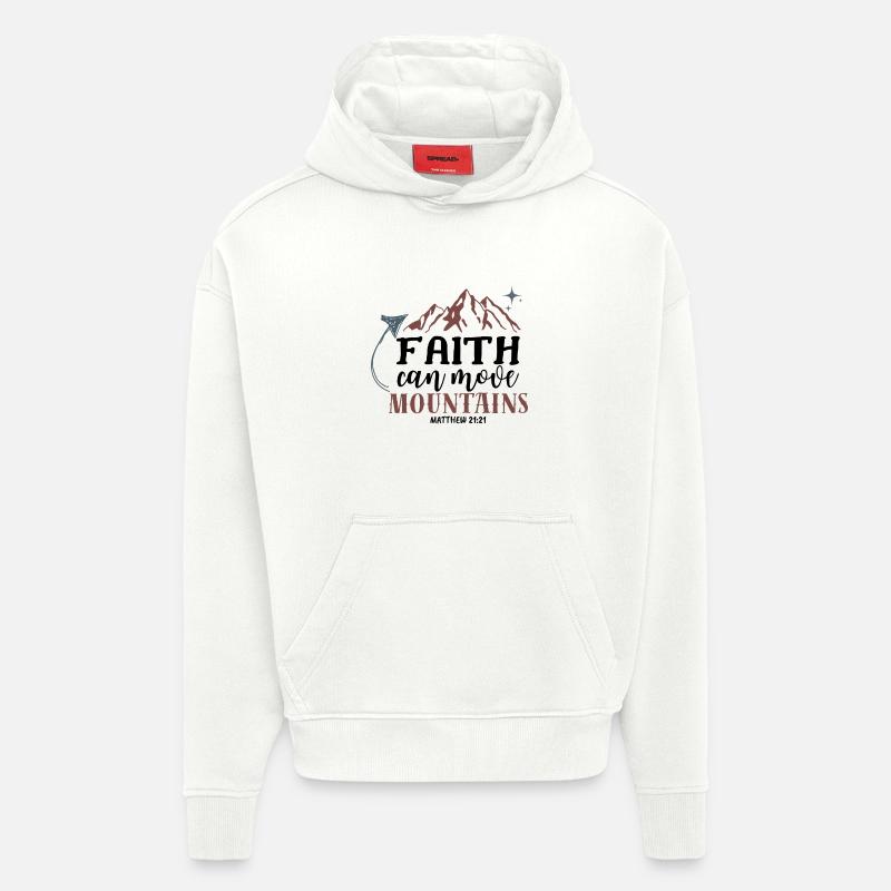 Faith Can Move Mountains - Rustic Illustration - Hoodie- made by SPREAD  - OFF WHITE