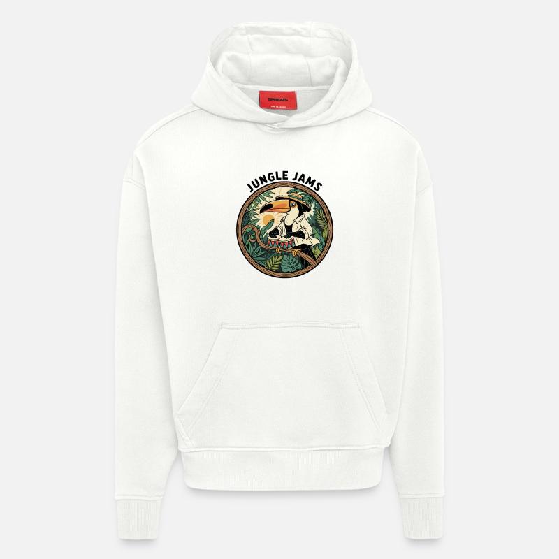 Toucan Jungle Jams Bongo Drummer Retro - Hoodie- made by SPREAD - OFF WHITE