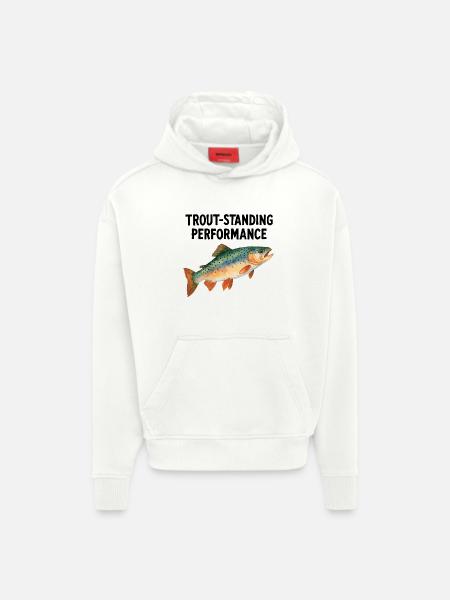 Forelle Aquarell: Trout-standing Performance - Hoodie- made by SPREAD - OFF WHITE
