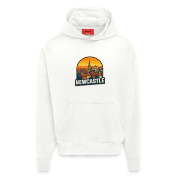 Newcastle Skyline Retro Sunset Geordie Design - Hoodie- made by SPREAD  - OFF WHITE - Front