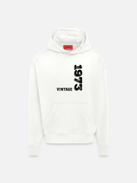 Millésime 1973 - Sweat à capuche bio épais oversize fabriqué en UE - OFF WHITE