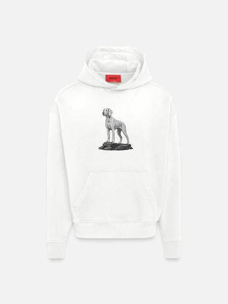 Weimaraner Dog on Rock Portrait - Hoodie- made by SPREAD - OFF WHITE