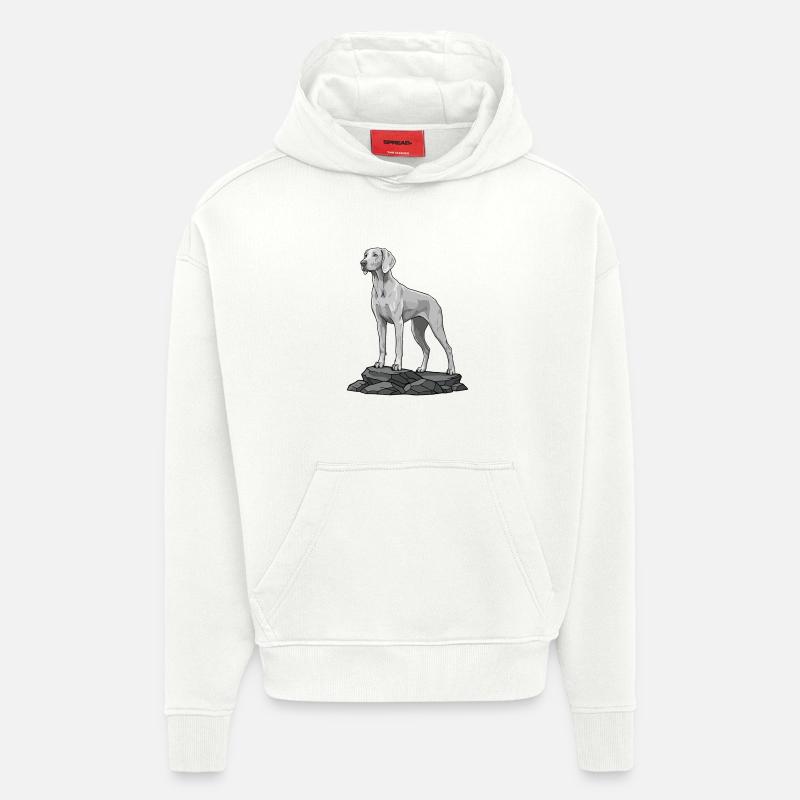 Weimaraner Dog on Rock Portrait - Hoodie- made by SPREAD  - OFF WHITE