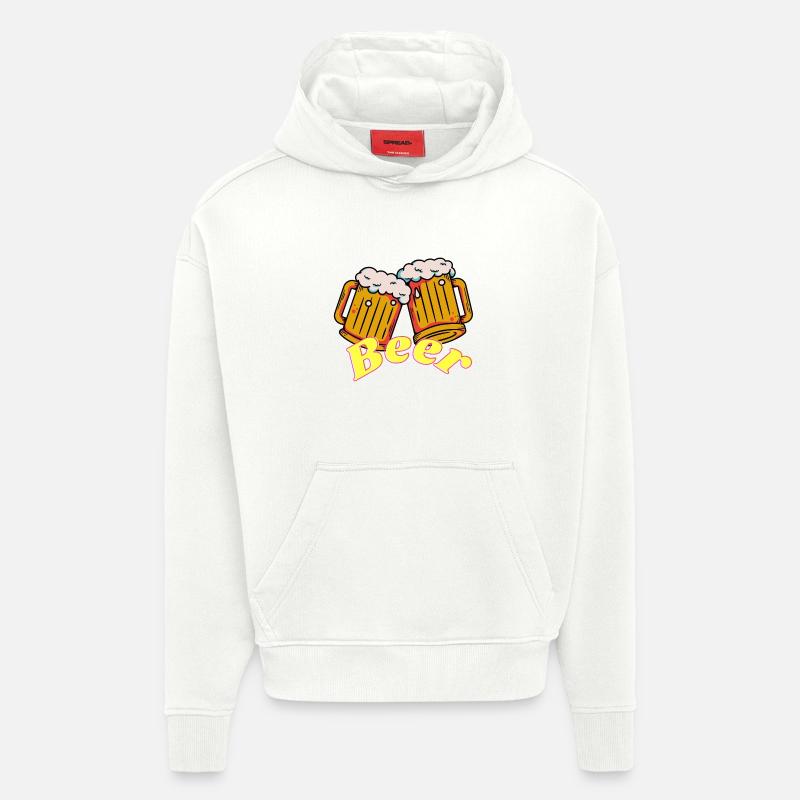 Bière ! - Sweat à capuche bio épais oversize fabriqué en UE - OFF WHITE