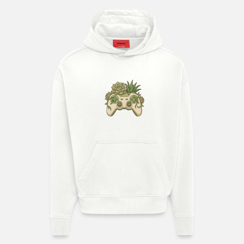 Manette Succulent - Collant de jeu mignon - Sweat à capuche bio épais oversize fabriqué en UE - OFF WHITE