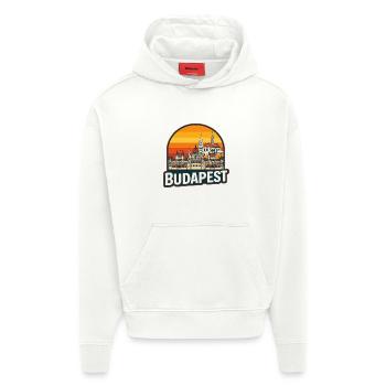 Budapest-Ungarn Retro-Sonnenuntergangs-Skyline-Design - Hoodie- made by SPREAD  - OFF WHITE - Vorne