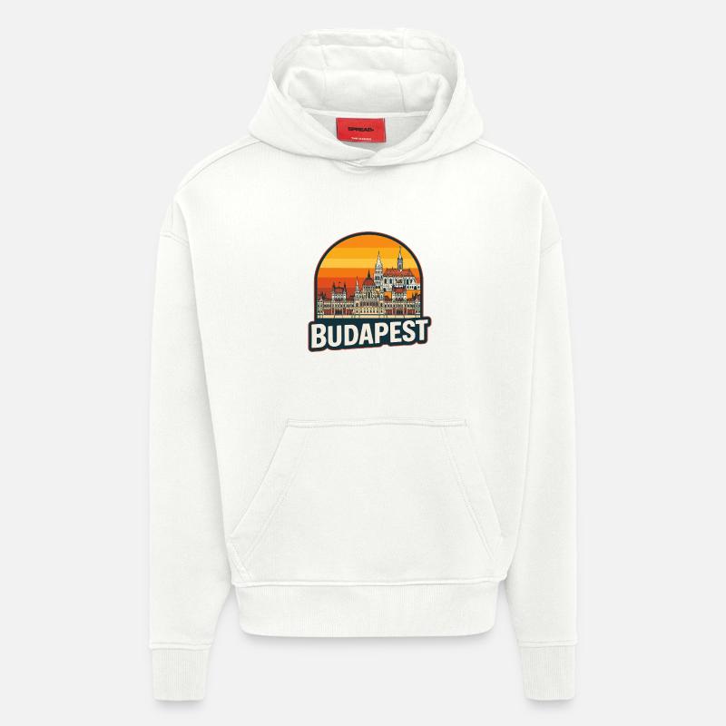Budapest-Ungarn Retro-Sonnenuntergangs-Skyline-Design - Hoodie- made by SPREAD  - OFF WHITE