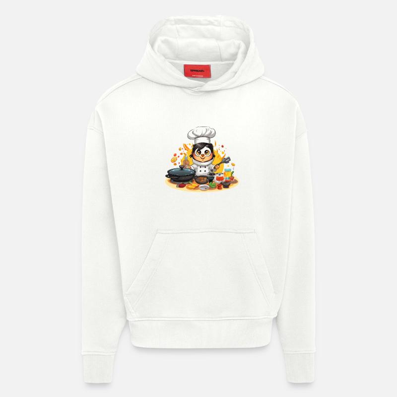 Chef Chef Cuisinier Pingouin - Sweat à capuche bio épais oversize fabriqué en UE - OFF WHITE